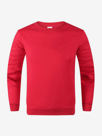 レッド メンズトップス 無地 長袖 ゆったり Tシャツ