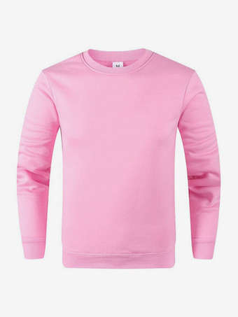 ピンクメンズトップス 無地 長袖 ゆったり Tシャツ