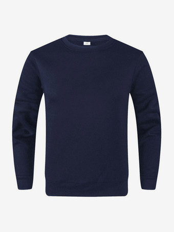 ディープブルーメンズトップス 無地 長袖 ゆったり Tシャツ