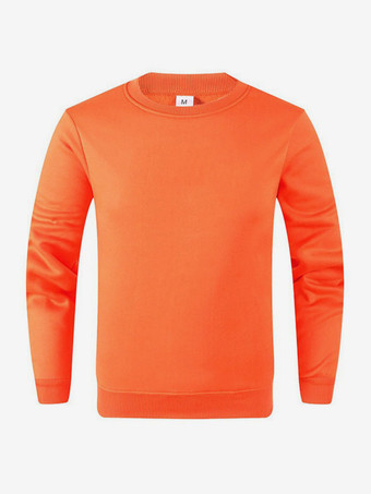 オレンジ メンズトップス 無地 長袖 ゆったり Tシャツ