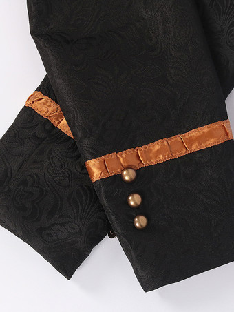 男性用ブラック ヴィンテージ ポリエステル 長袖 レトロコスチューム