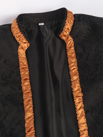 男性用ブラック ヴィンテージ ポリエステル 長袖 レトロコスチューム