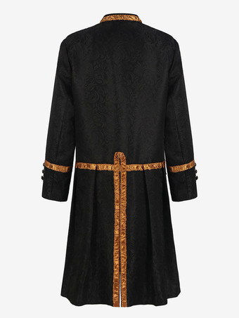 男性用ブラック ヴィンテージ ポリエステル 長袖 レトロコスチューム