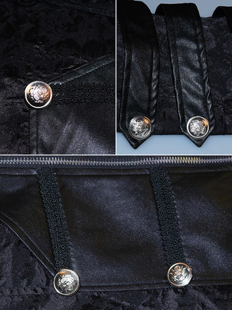 黒 ヴィンテージ 長袖 ポリエステル ポリエステル繊維 オーバーコート レトロ コスチューム 男性用