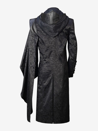 黒 ヴィンテージ 長袖 ポリエステル ポリエステル繊維 オーバーコート レトロ コスチューム 男性用