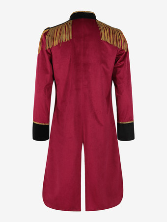 男性用のエレガントなポリエステル製長袖レトロコスチューム、レッドヴィンテージセット バーガンディ