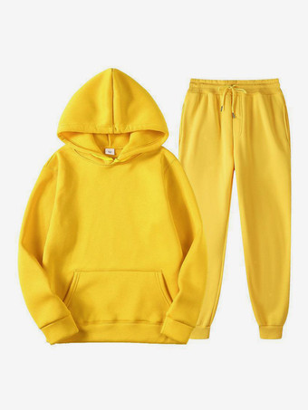 イエローメンズ スウェットシャツ スーツ プラスサイズ フリース パーカー スウェットパンツ ツーピーススーツ