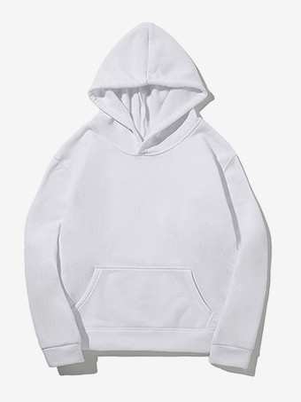 ホワイト メンズ スウェットシャツ プラスサイズ ベルベット パーカー カジュアル ジャケット