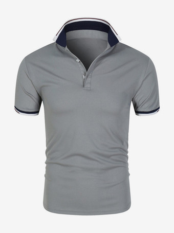 グレイメンズ ポロシャツ 夏 半袖 Tシャツ ラペル 無地 カジュアル トップス