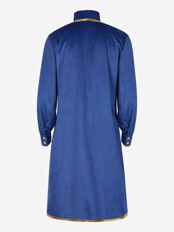 Costumes rétro à manches longues en polyester bleu vintage vintage pour homme