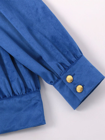 Costumes rétro à manches longues en polyester bleu vintage vintage pour homme