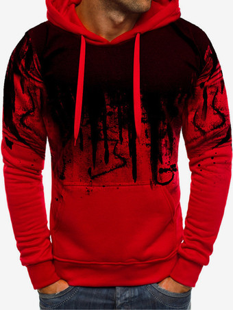 メンズ カジュアル 赤と黒 スウェットシャツ 長袖 パーカーとパンツ