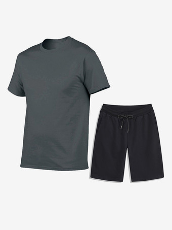 グレイメンズ レジャー Tシャツとボトムス フィットネス ランニング ショーツと Tシャツ セット