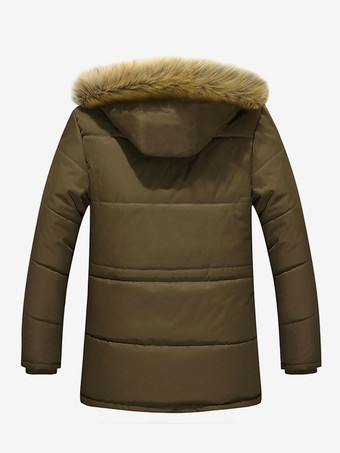 メンズ ミドル丈 パーカーコート ゆったり コットンコート プラスサイズ フード付き 冬用コート