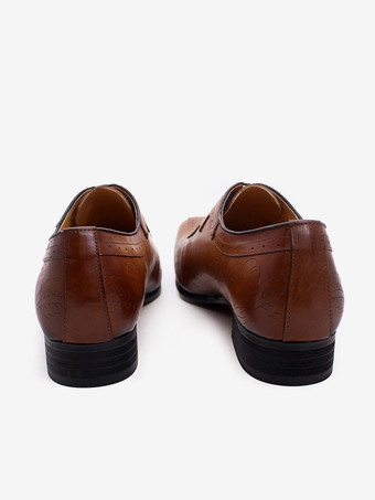 メンズドレスカービングオックスフォードスクエアトゥ牛革プロムウェディングシューズ