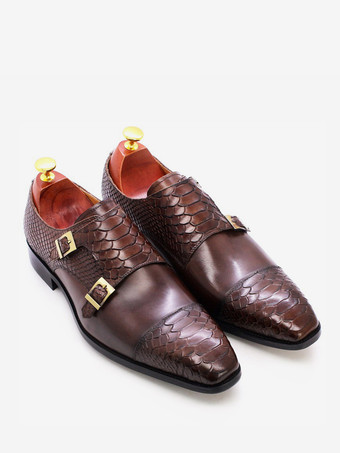 メンズ モンクローファー シューズ バックル スクエアトゥ 牛革 モンクストラップ モカシン オックスフォードシューズ