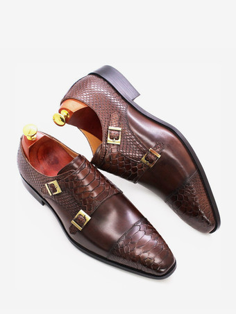 メンズ モンクローファー シューズ バックル スクエアトゥ 牛革 モンクストラップ モカシン オックスフォードシューズ