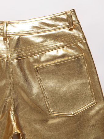 メンズ パフォーマンス ナイトクラブ 光沢パンツ ゴールドスタンプ カジュアルパンツ