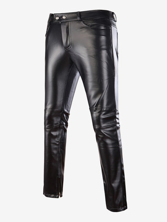 ブラック メンズ パフォーマンス ナイトクラブ 光沢パンツ ゴールドスタンプ カジュアルパンツ