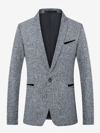 ライトグレー メンズ ブレザー ジャケット スリムフィット シングルボタン トップ
