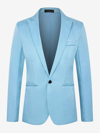 ライトスカイブルーメンズ ジャケット スリム カジュアル スーツ トップス プラスサイズ ブレザー