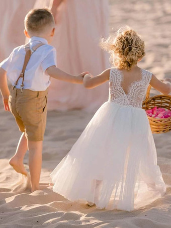 ウェディング フラワーガールドレス 特別な日のドレス セージ ノースリーブ レース