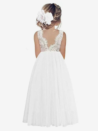 ホワイトウェディング フラワーガールドレス 特別な日のドレス セージ ノースリーブ レース