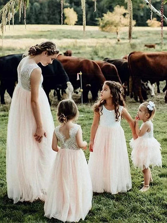 ウェディング フラワーガールドレス 特別な日のドレス セージ ノースリーブ レース