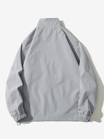 メンズジャケット ゆったり 無地 ウィンドブレーカー レトロ シンプル ワークウェアジャケット