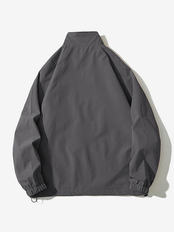 メンズジャケット ゆったり 無地 ウィンドブレーカー レトロ シンプル ワークウェアジャケット
