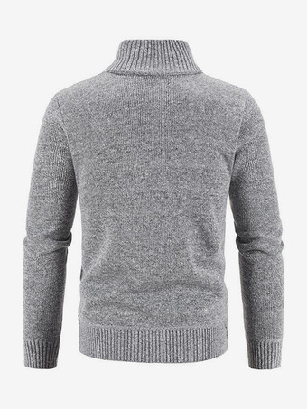 メンズ ニットセーター ハイカラー 長袖 カーディガン コート