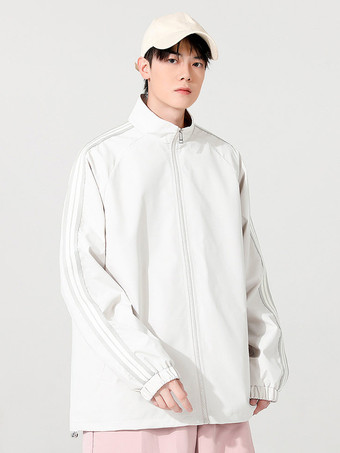 Herrenjacke Farbblock Reißverschluss Polyester Modern