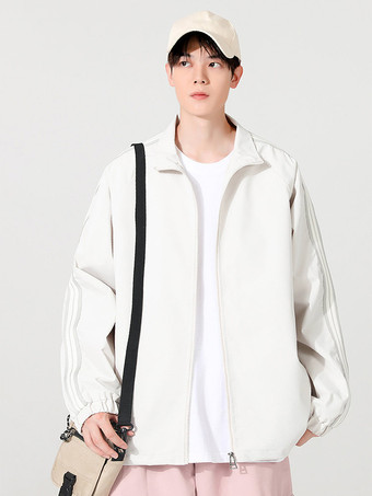 Herrenjacke Farbblock Reißverschluss Polyester Modern