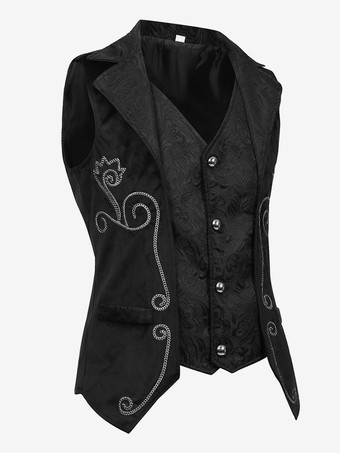 男性用ブラック ヴィンテージ ポリエステル ノースリーブ レトロ コスチューム