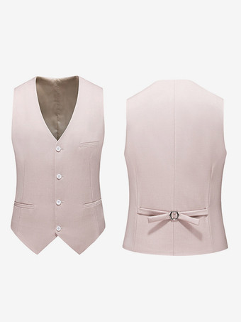 メンズ シングルブレスト ビジネススーツ ベスト ノースリーブ Vネック ドレス ウエストコート