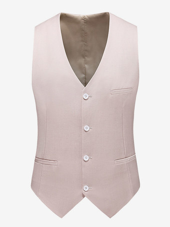 アプリコットメンズ シングルブレスト ビジネススーツ ベスト ノースリーブ Vネック ドレス ウエストコート