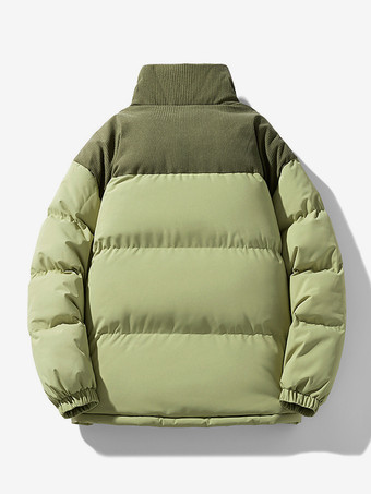 メンズ スタンドカラー ルーズ コーデュロイ スプライシング 冬用 コットンコート