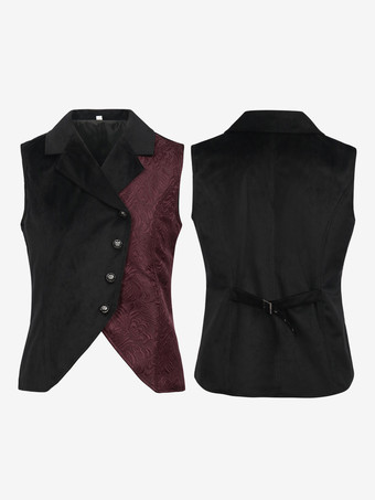 バーガンディ ヴィンテージ ポリエステル ノースリーブ レトロ 男性用コスチューム