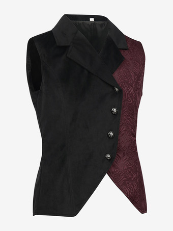 バーガンディ ヴィンテージ ポリエステル ノースリーブ レトロ 男性用コスチューム