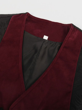 バーガンディ ヴィンテージ ノースリーブ ベスト 男性用 レトロ コスチューム