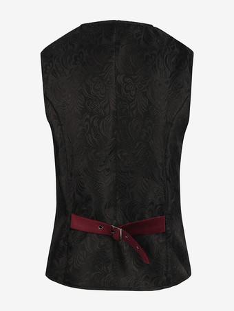 バーガンディ ヴィンテージ ノースリーブ ベスト 男性用 レトロ コスチューム