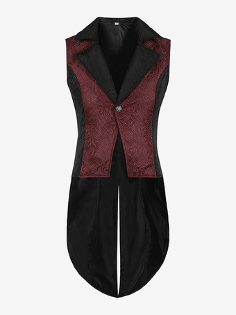 バーガンディ ヴィンテージ ポリエステル ノースリーブ レトロ 男性用コスチューム