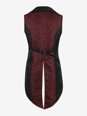 バーガンディ ヴィンテージ ポリエステル ノースリーブ レトロ 男性用コスチューム