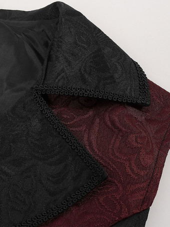 バーガンディ ヴィンテージ ポリエステル ノースリーブ レトロ 男性用コスチューム