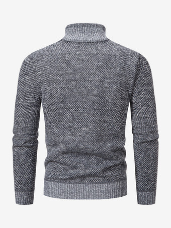 メンズ スリム スタンドカラー セーター ニット カジュアル 長袖 プルオーバー