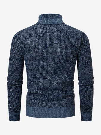 メンズ スリム スタンドカラー セーター ニット カジュアル 長袖 プルオーバー