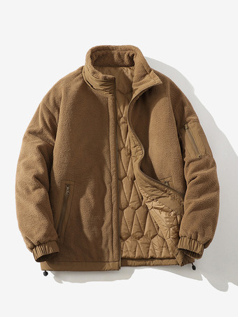 メンズ ウールコート ツーピース 取り外し可能 スタンドカラー コットンコート