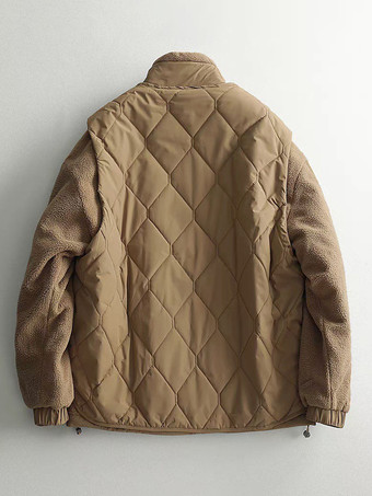 メンズ ウールコート ツーピース 取り外し可能 スタンドカラー コットンコート