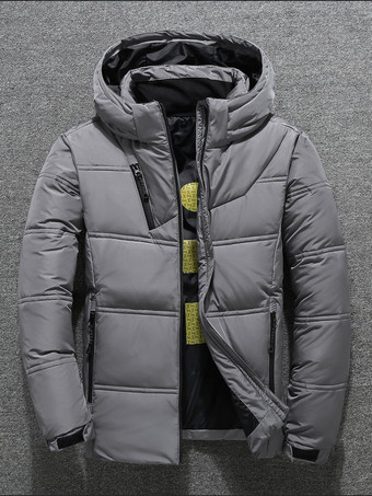 ライトグレー メンズ 冬用ジャケット ショート丈 厚手 長袖 暖かいコート