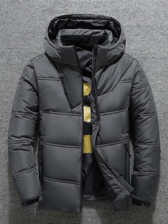 ダークグレー メンズ 冬用ジャケット ショート丈 厚手 長袖 暖かいコート